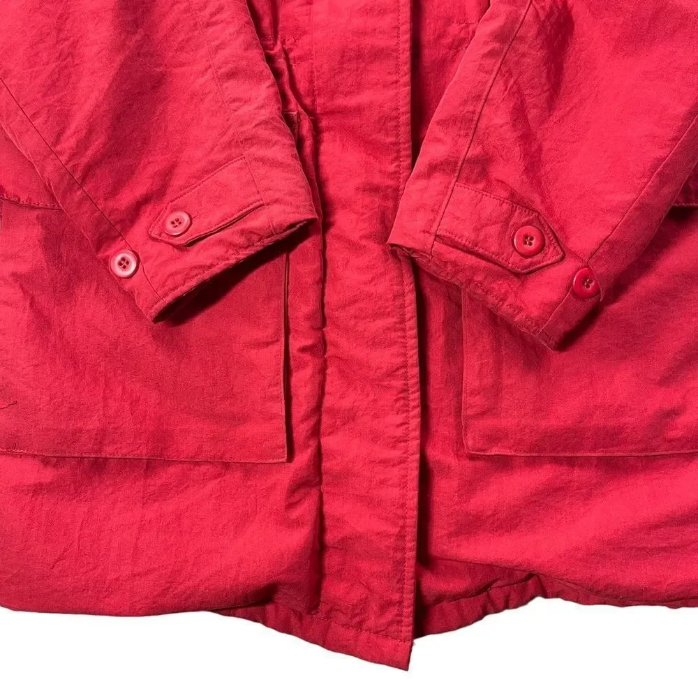 Woolrich Full Zip Coat Womens Medium Red Wool Thinsulate Parka - Picture 5 of 9